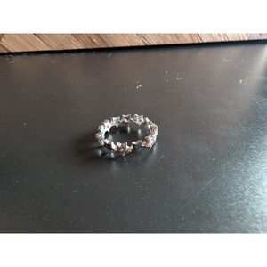 Sterling Silver 925 Star Pattern Ring Cubic Zirconia Accents Size 6